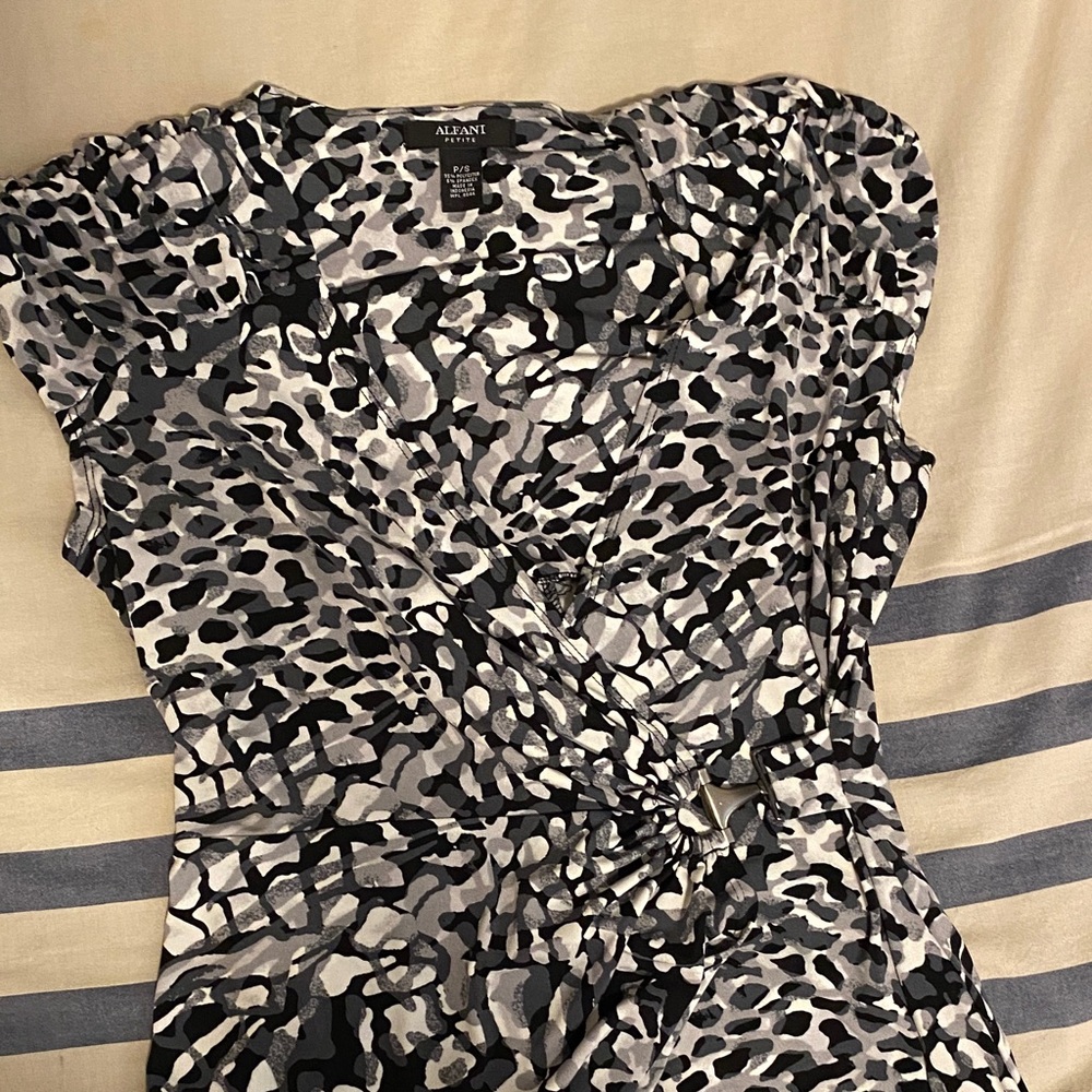 Alfani Animal Print Faux Wrap Dress Sz SP